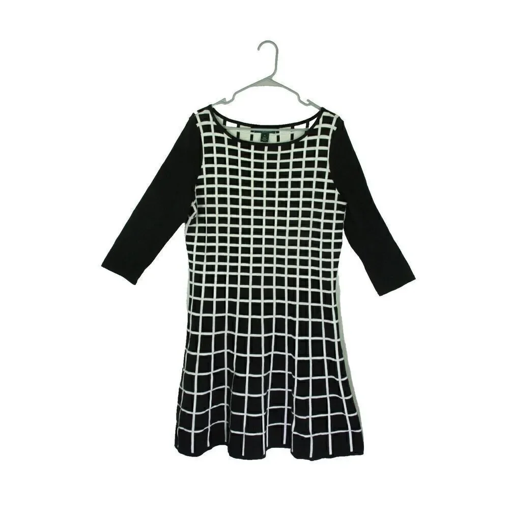 Lauren Ralph Lauren Sweater Dress Green Label Black White Graphic Womens XL